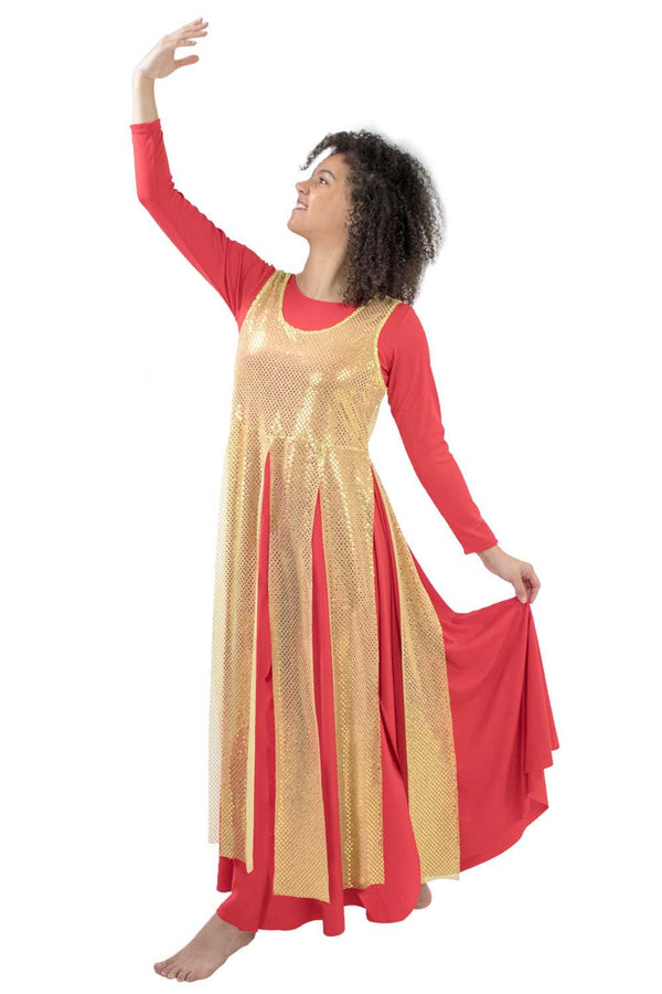 Adult Liturgical Sequin Tunic with Streamer Skirt